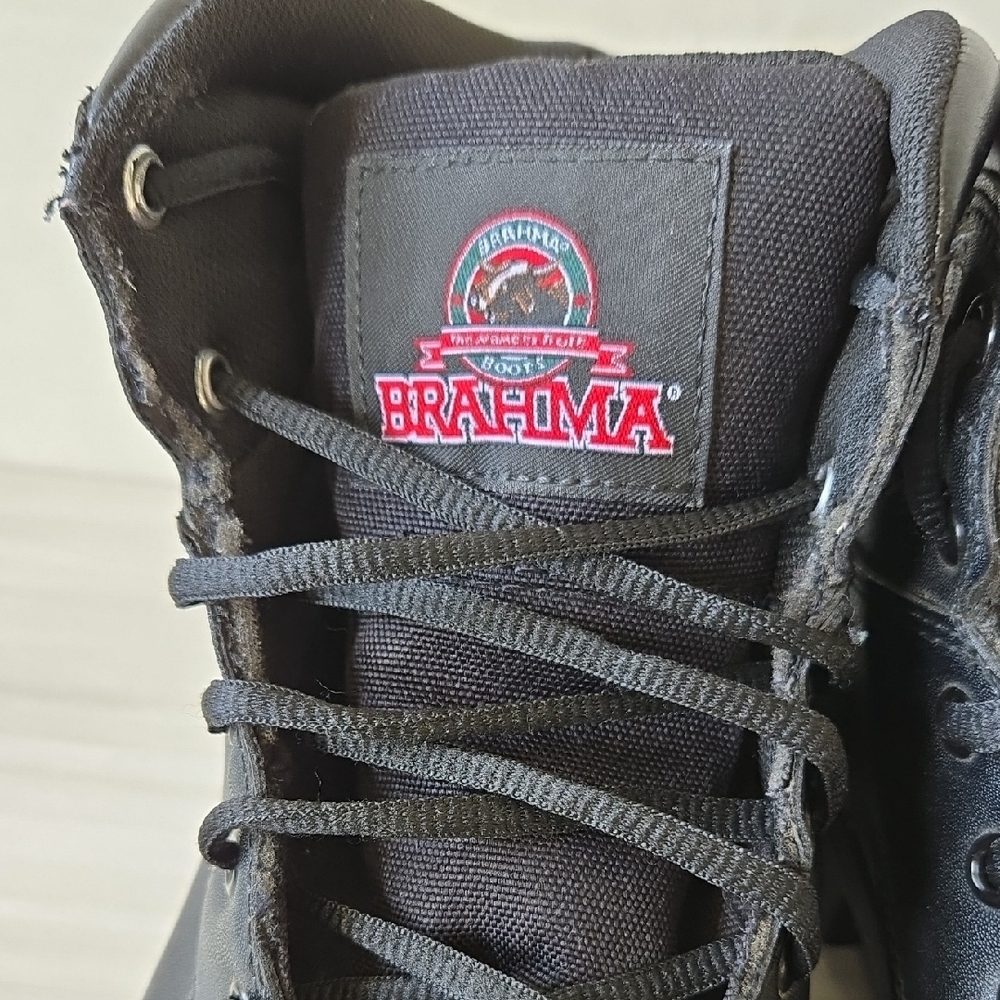Brahma Black Lace-Up Work Boots with Red Logo - Picture 5 of 10